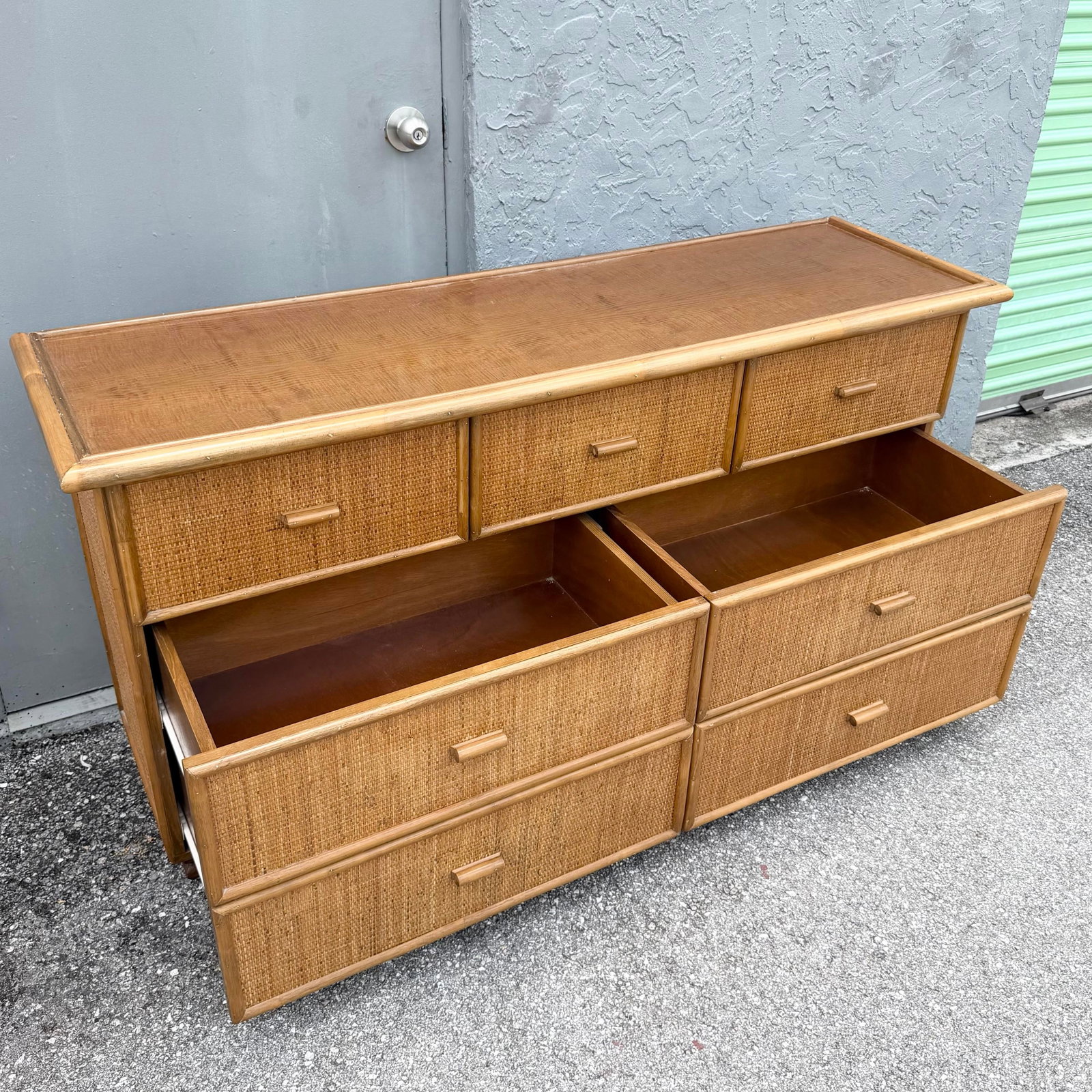 Vintage Boho Chic Rattan and Wicker Dresser - 7 Drawers - 3