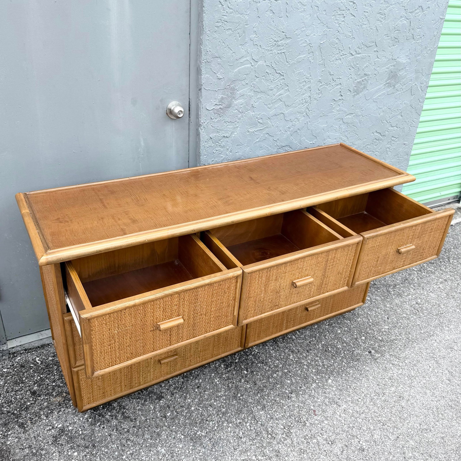 Vintage Boho Chic Rattan and Wicker Dresser - 7 Drawers - 4