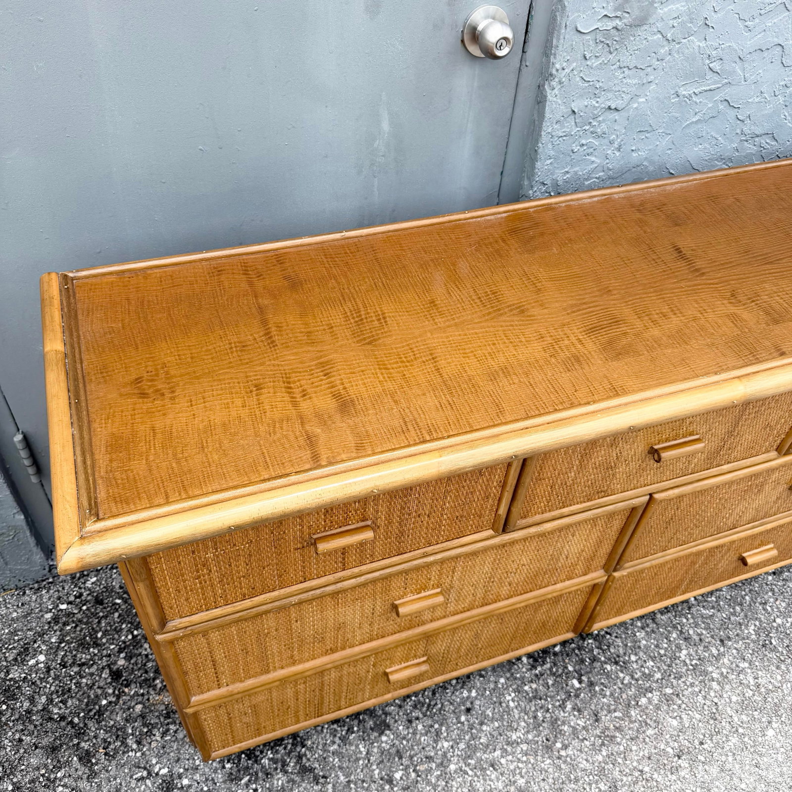 Vintage Boho Chic Rattan and Wicker Dresser - 7 Drawers - 5