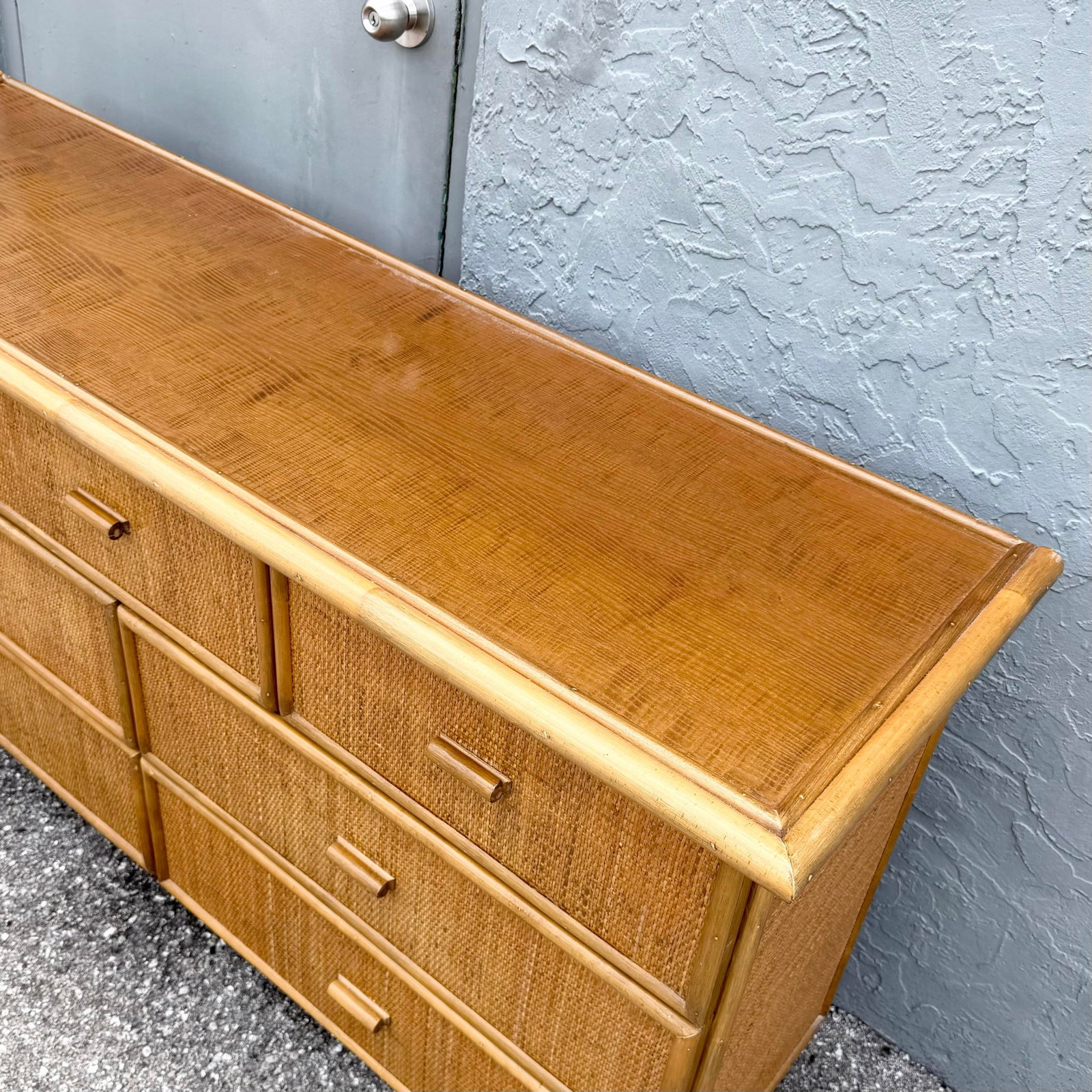 Vintage Boho Chic Rattan and Wicker Dresser - 7 Drawers - 6