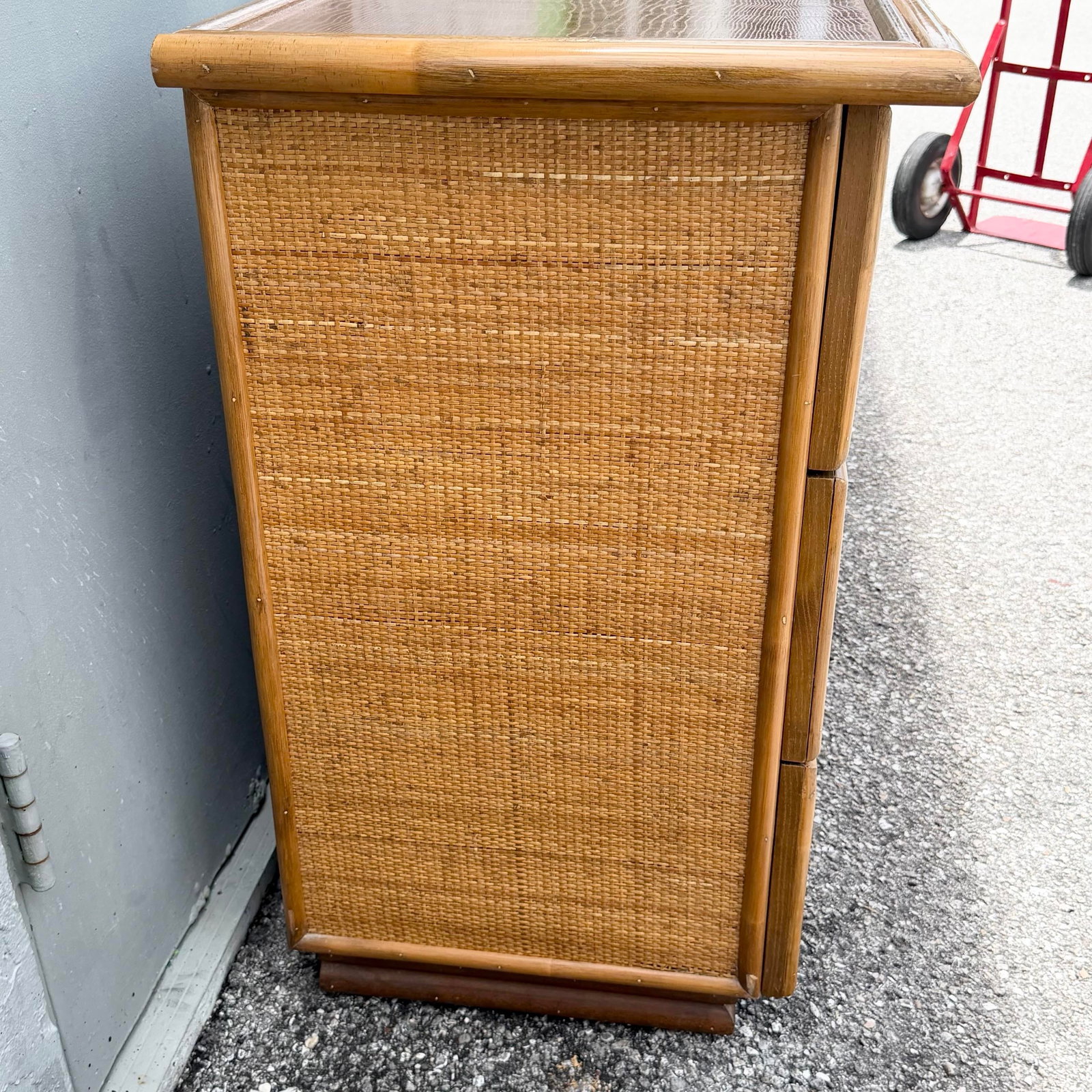 Vintage Boho Chic Rattan and Wicker Dresser - 7 Drawers - 8