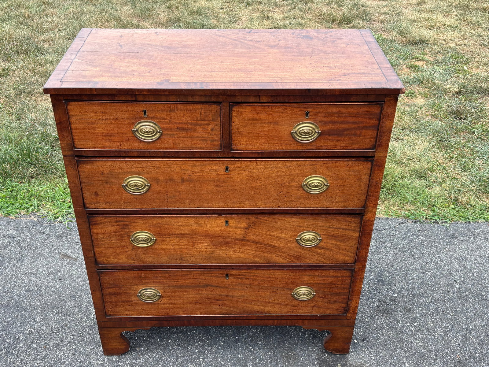 Mid 19th C. English "Two Over Three" Chest of Drawers - Highly Detailed, Original Brasses - 2