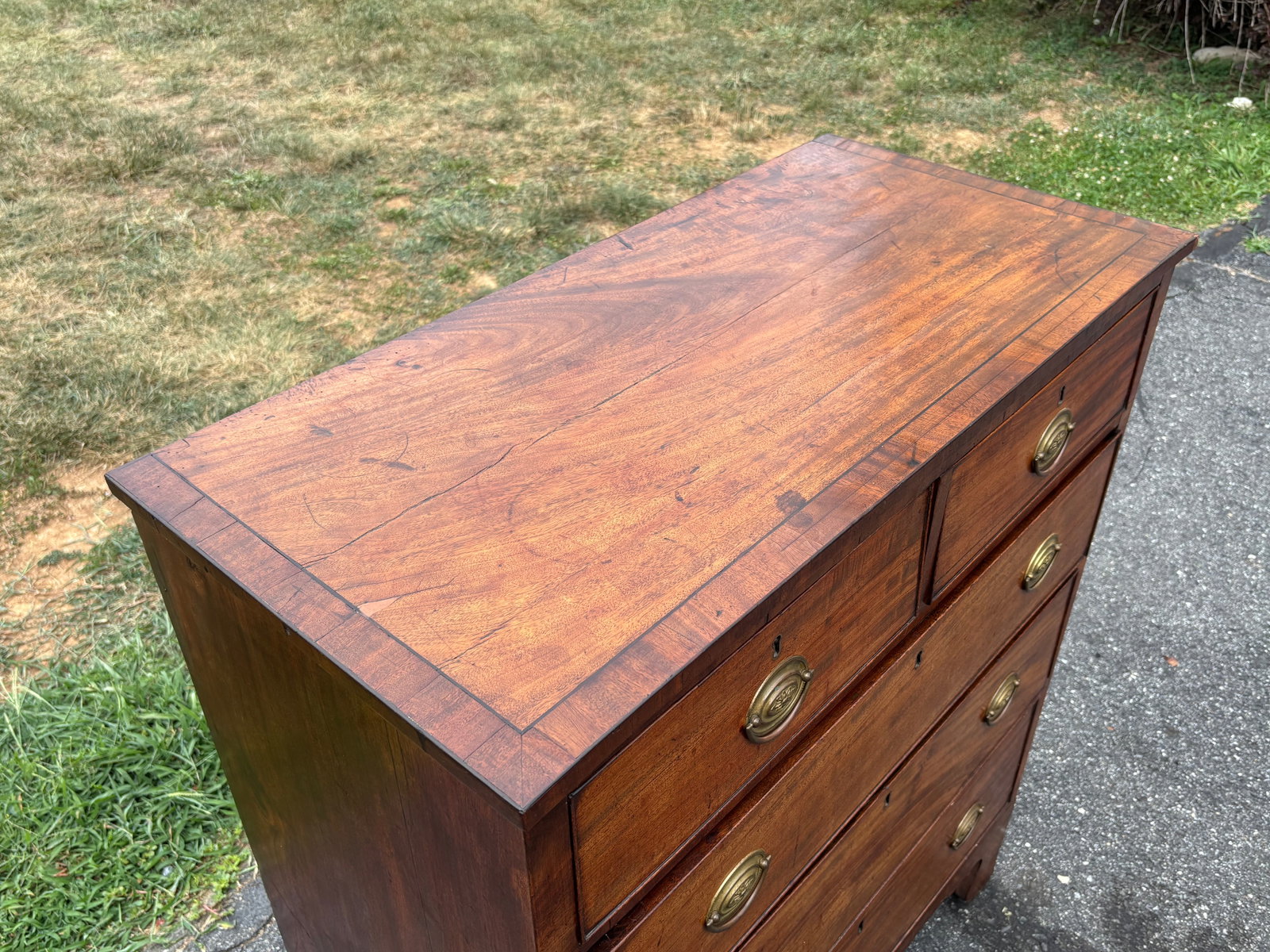Mid 19th C. English "Two Over Three" Chest of Drawers - Highly Detailed, Original Brasses - 3