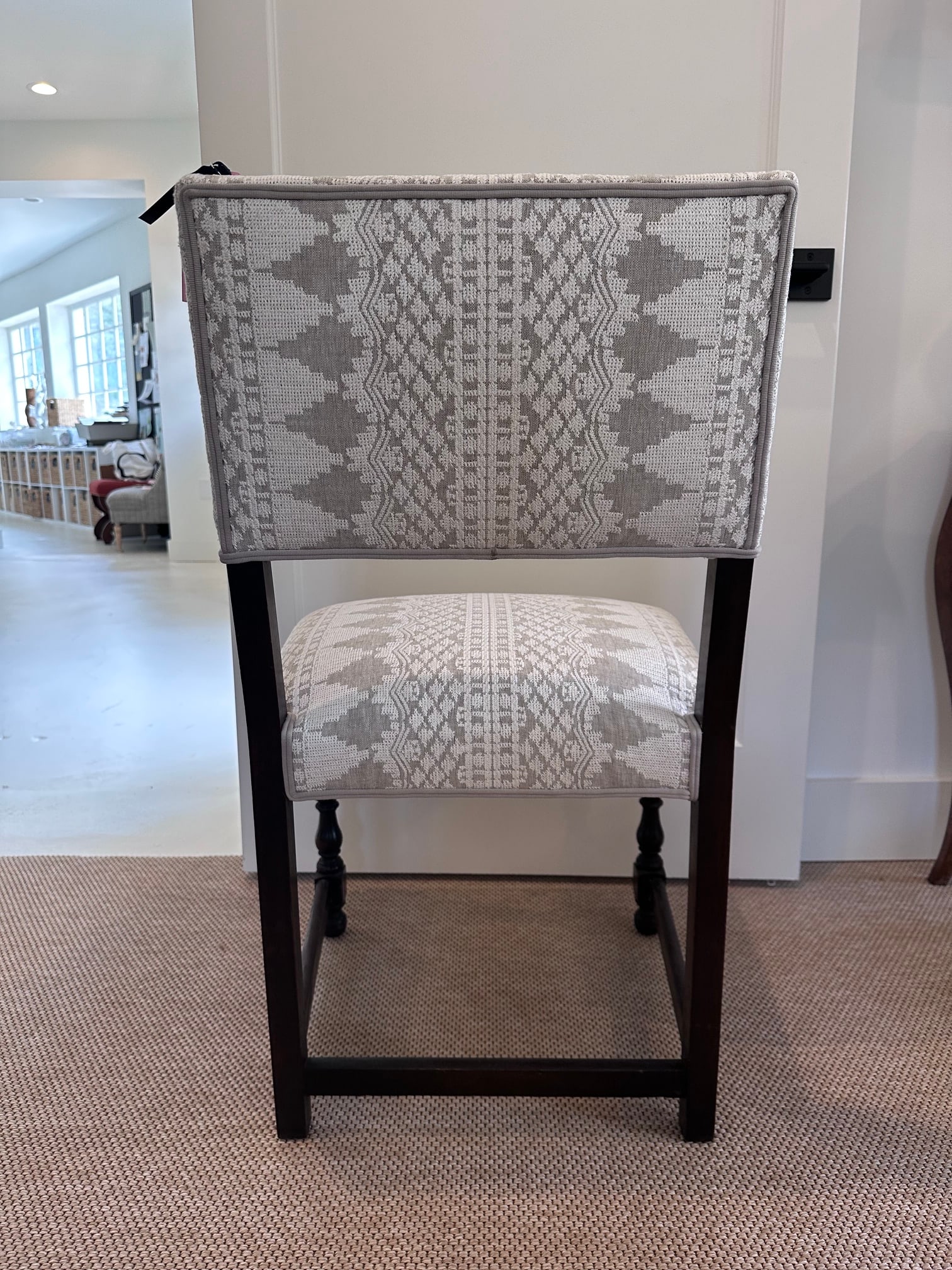 Antique Walnut Spindle Chair With Embroidered Back and Seat - 3