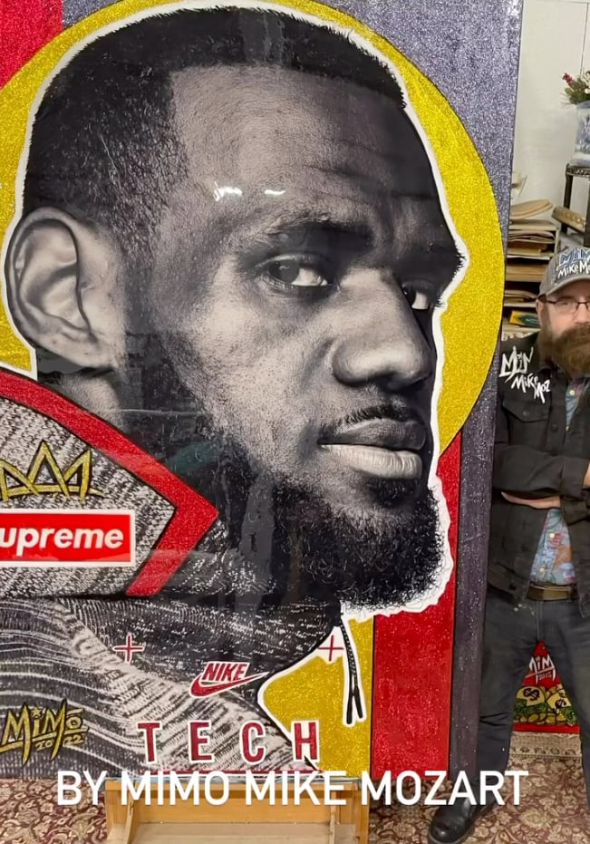 LeBron James - "King James" on Stadium-Hung Nike Banner, Original Art by Mike Mozart (MiMo) - 2