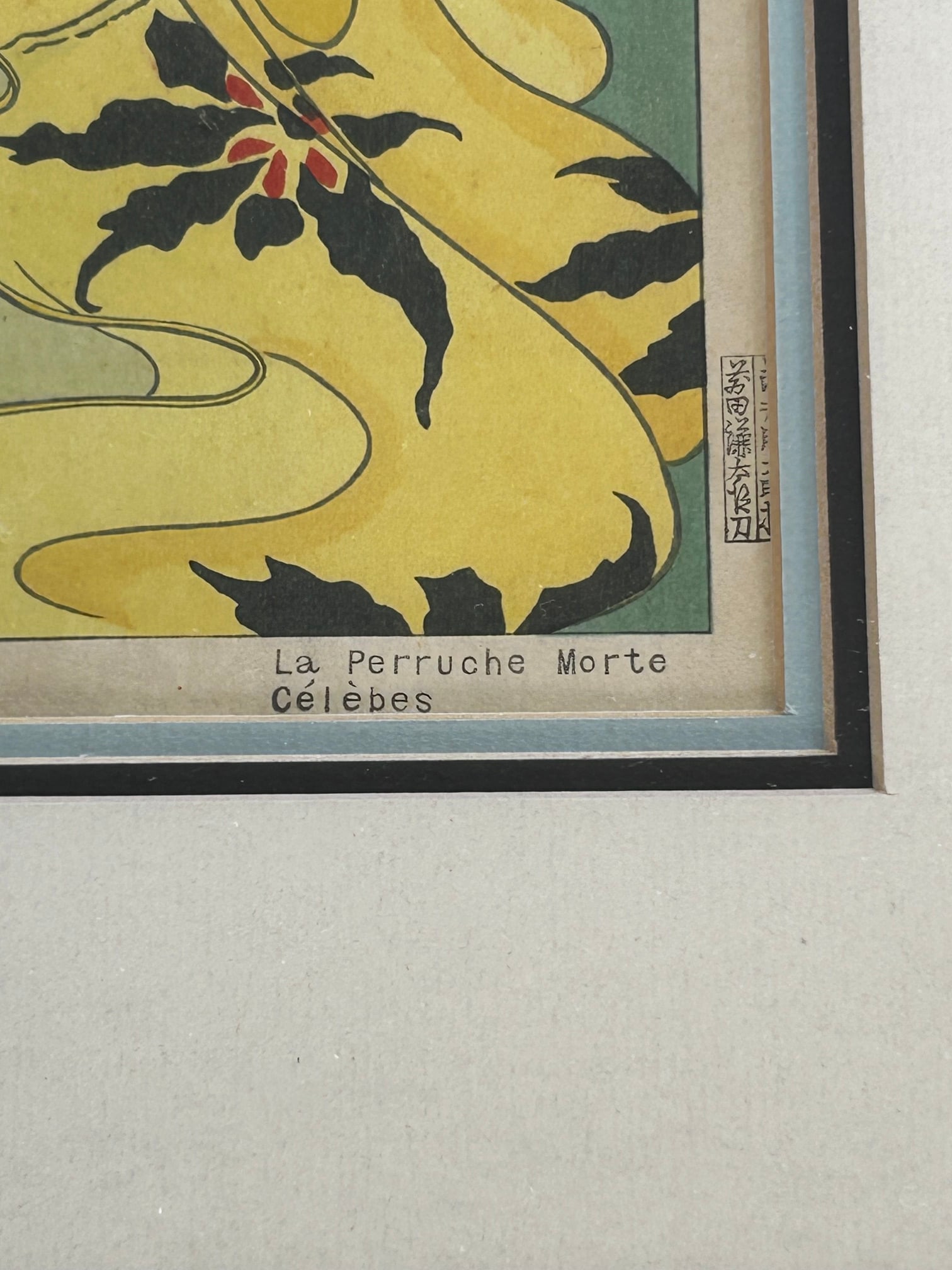Mid 20th Century Japanese Woodblock Print La Perruche Morte Celebes 94 by Paul Jacoulet 1948 - 2