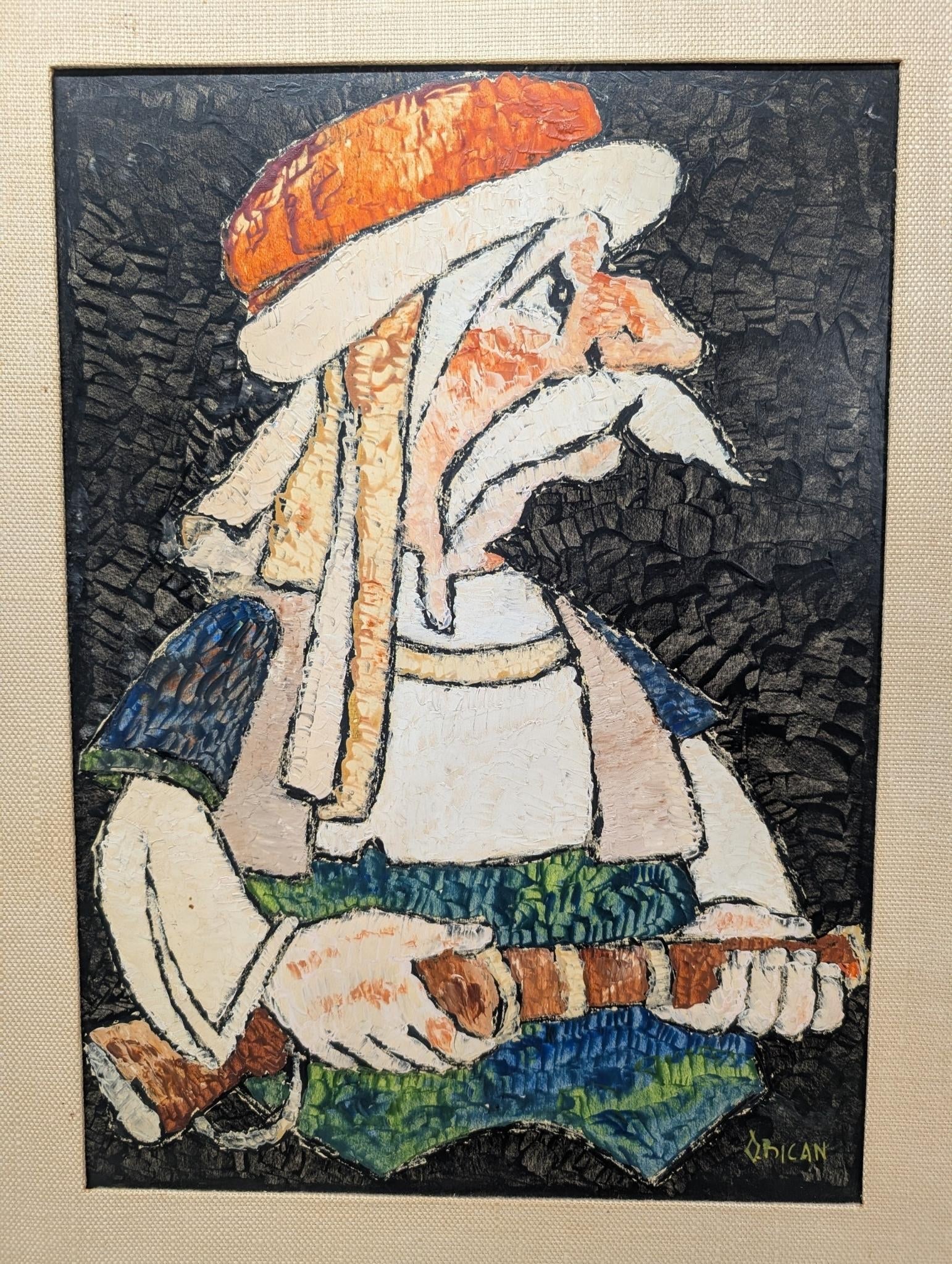 Jovan Obican, "Man With Musket" c.1965 Folk Art Painting - 2