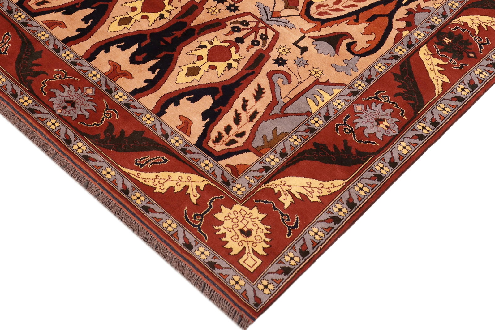 Bohemian Kargahi 1980's Tan/Red Wool Rug - 6'9'' X 9'3'' - 4