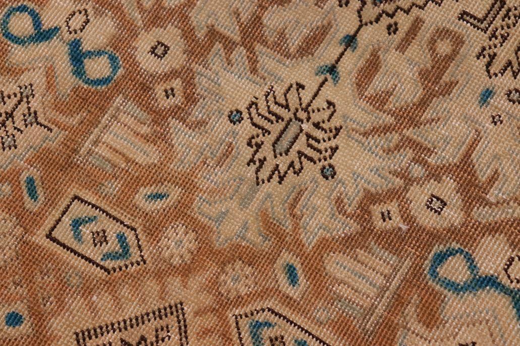 Shabby Chic 1990's Vintage Teal/Brown Wool Rug - 9'8'' X 12'9'' - 5