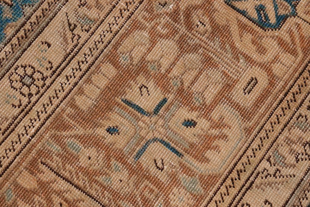 Shabby Chic 1990's Vintage Teal/Brown Wool Rug - 9'8'' X 12'9'' - 6