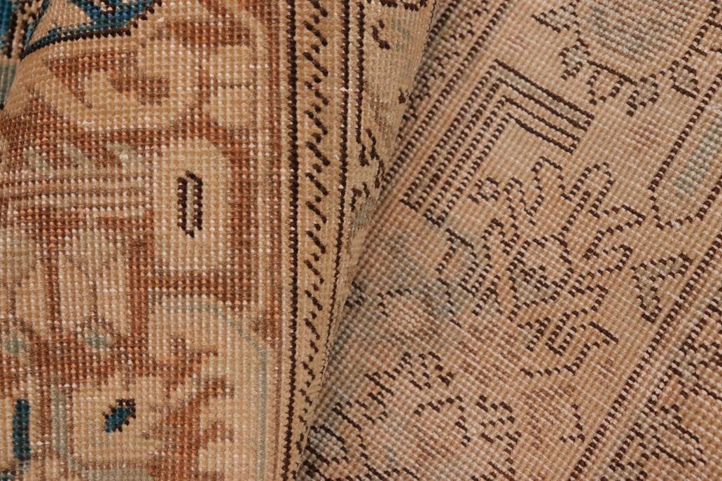Shabby Chic 1990's Vintage Teal/Brown Wool Rug - 9'8'' X 12'9'' - 8