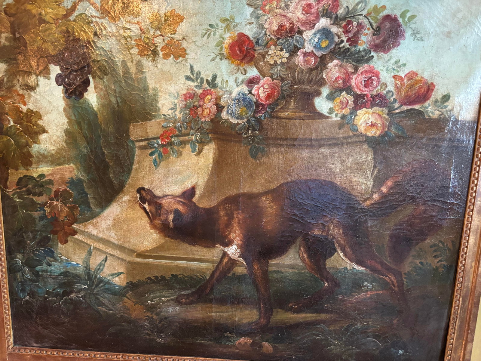 19th Century French Napoleon III Trumeau Mirror With Aesop's "The Fox and the Grapes" Oil Painting, - 10