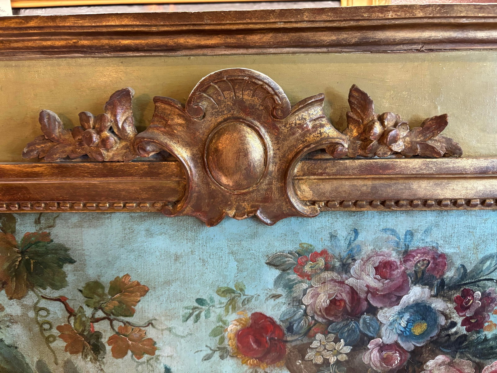 19th Century French Napoleon III Trumeau Mirror With Aesop's "The Fox and the Grapes" Oil Painting, - 2