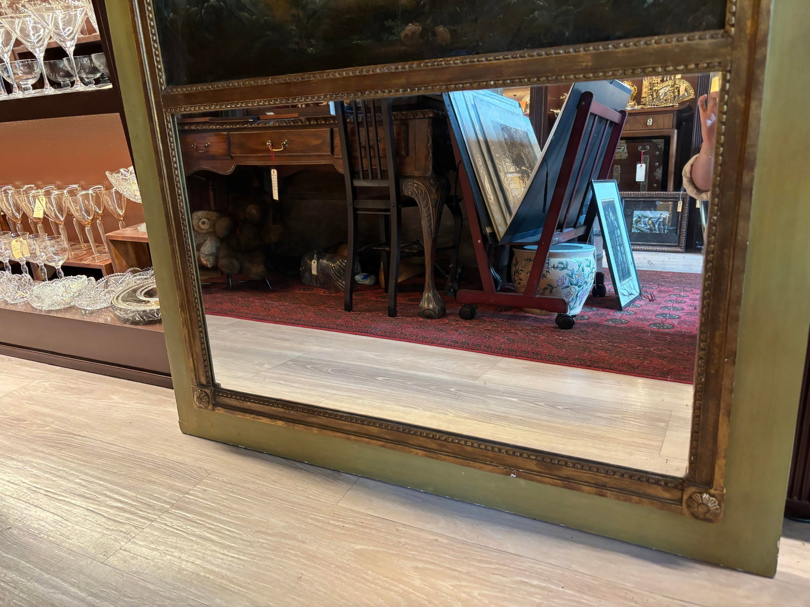 19th Century French Napoleon III Trumeau Mirror With Aesop's "The Fox and the Grapes" Oil Painting, - 4