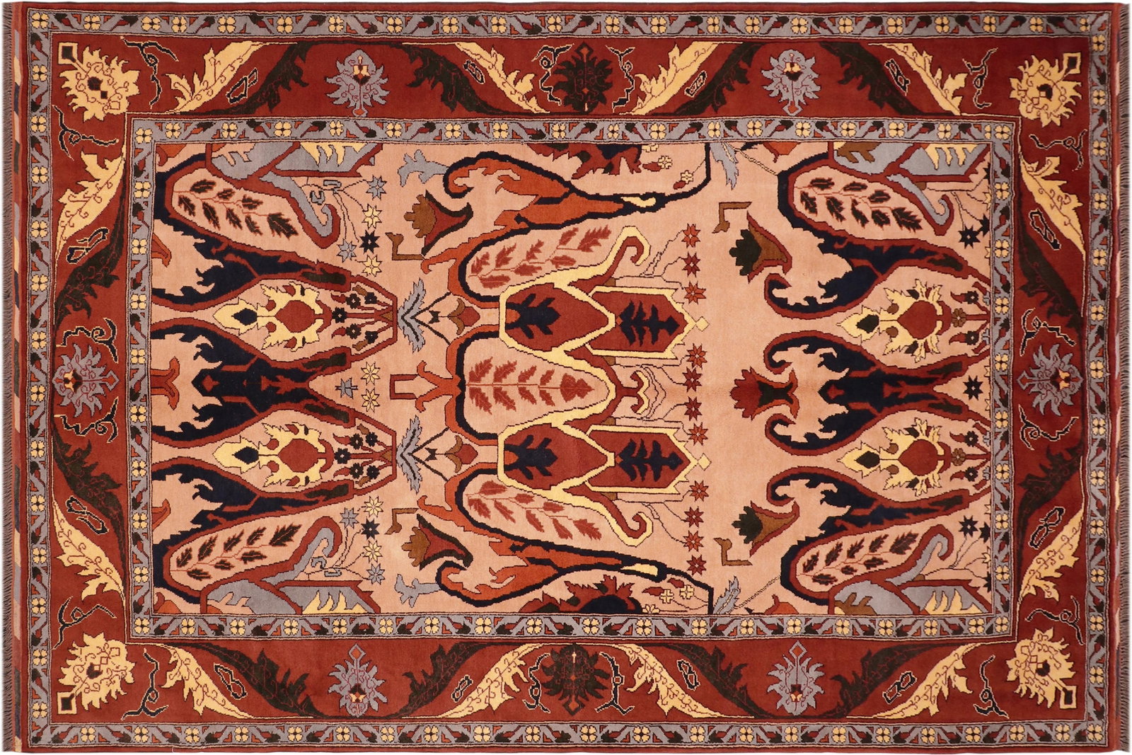 Rustic Kargahi 1980's Tan/Rust Wool Rug - 6'2'' X 9'0'' - 10