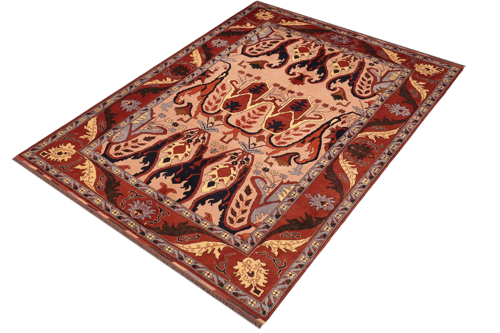 Rustic Kargahi 1980's Tan/Rust Wool Rug - 6'2'' X 9'0'' - 3