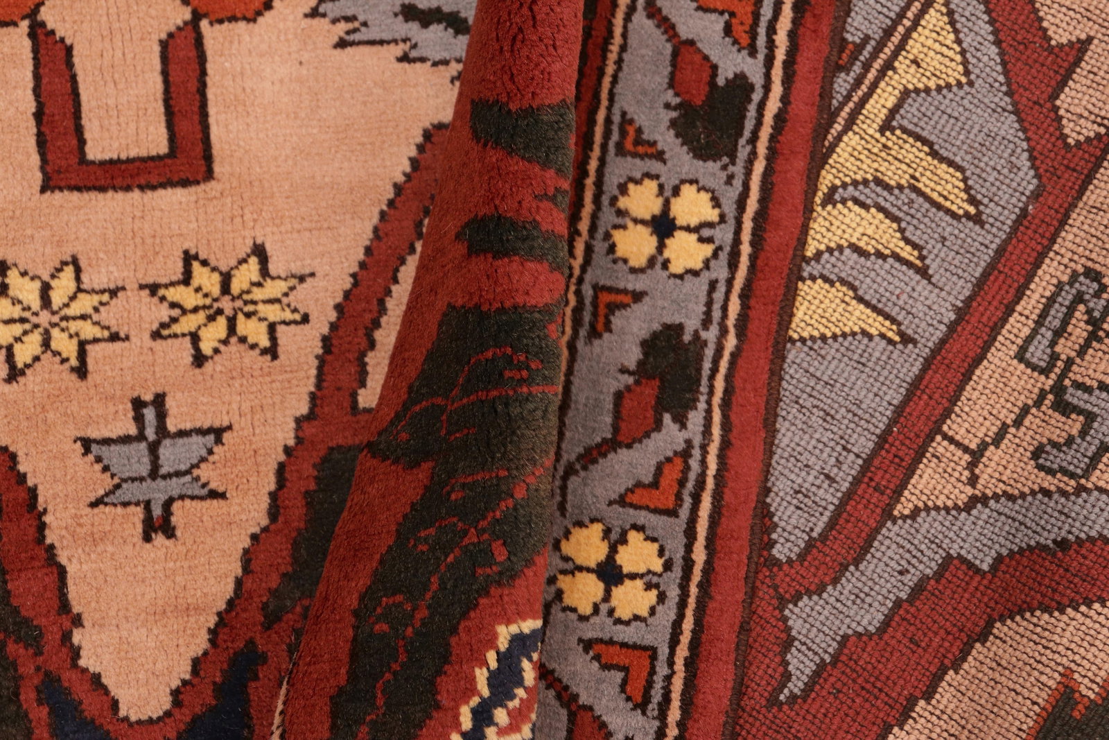 Rustic Kargahi 1980's Tan/Rust Wool Rug - 6'2'' X 9'0'' - 8