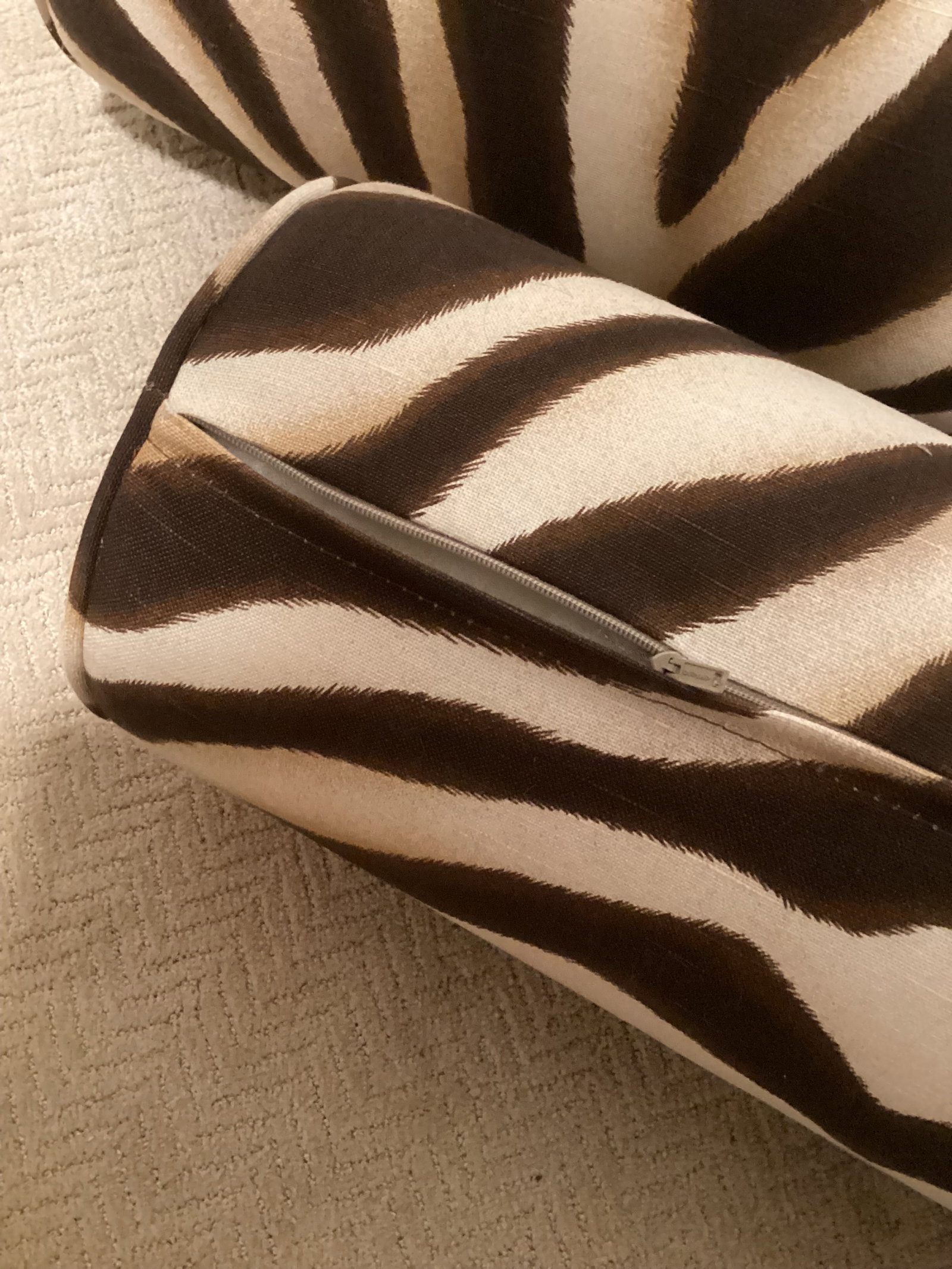 Ralph Lauren Home Zebra Print Bolster Pillows - Pair - Foam Inserts - Like New - 2