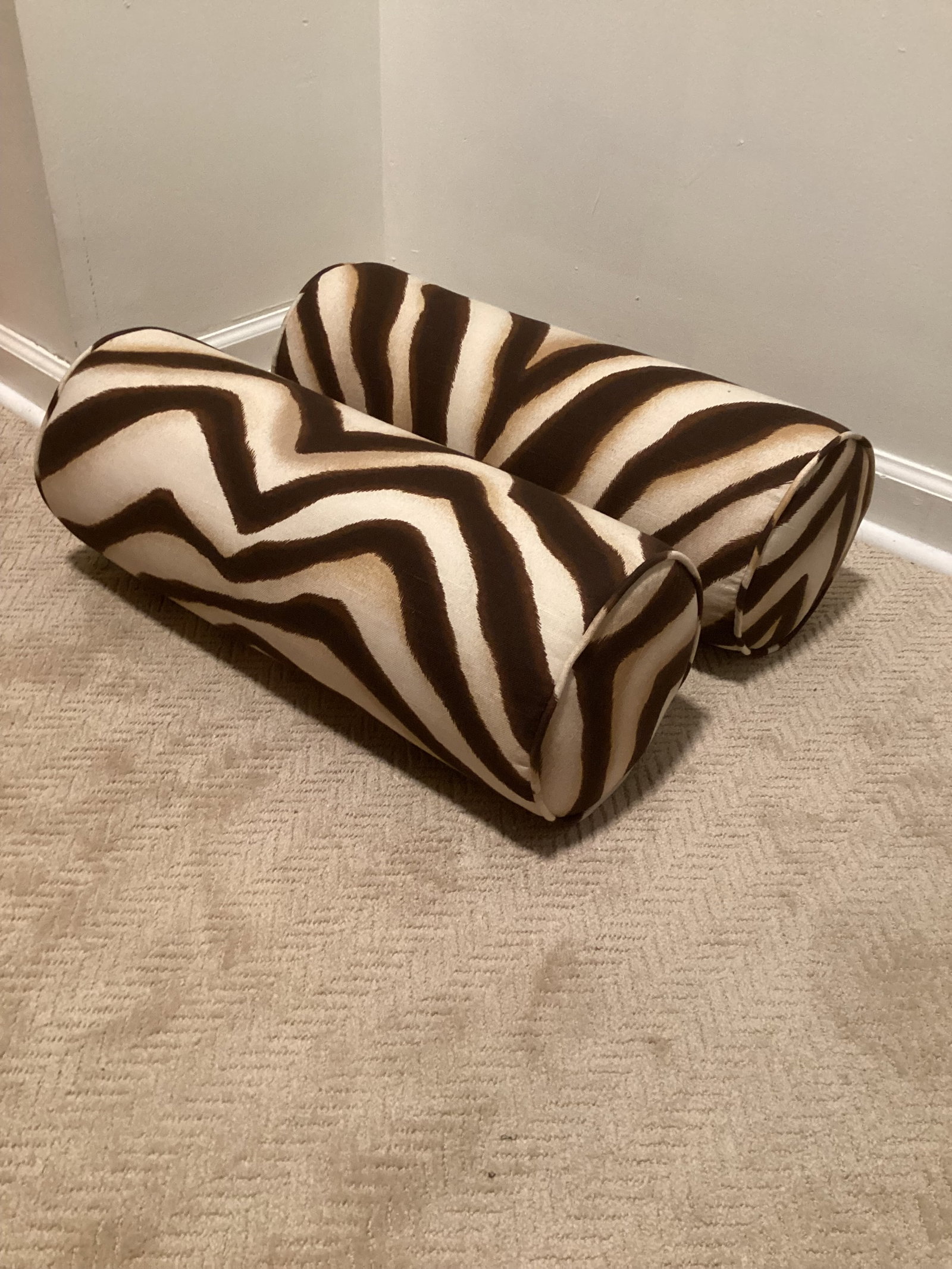 Ralph Lauren Home Zebra Print Bolster Pillows - Pair - Foam Inserts - Like New - 3