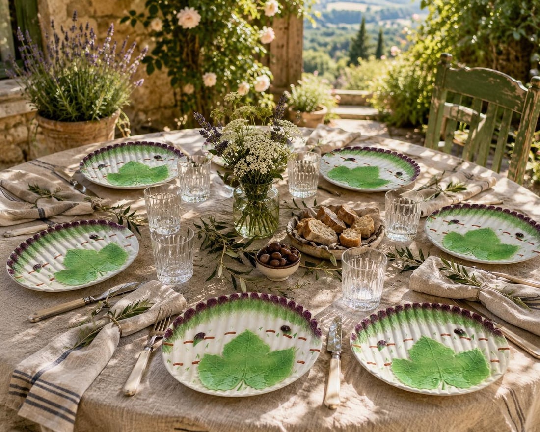 Early 20th Century French Majolica Niderviller Asparagus Plates Set of 6 - 2