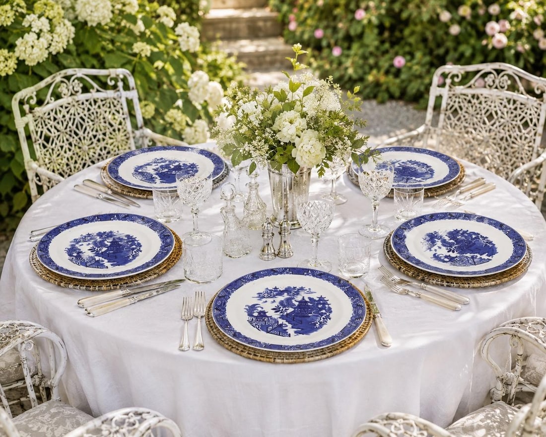Early 20th CenturyWorcester Porcelain Willow Dinner Plates, Set of 6 - 6