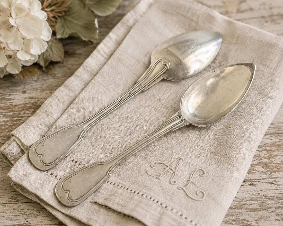 Early 20th Century Christofle Chinon Tablespoons With Pointed Bowls - 12 pcs - 3