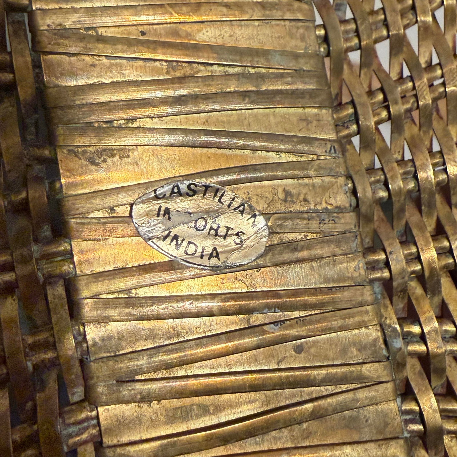 Vintage Castilian Imports Woven Brass Tabletop Baskets - Set of 2 - 11