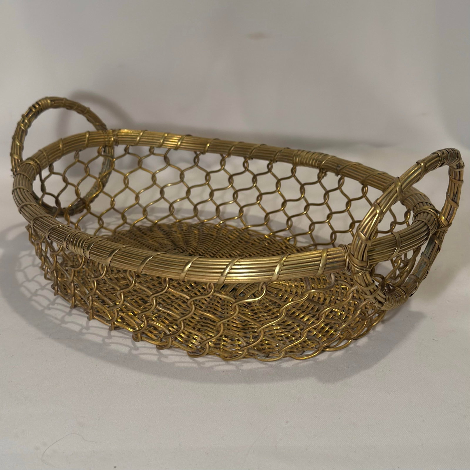 Vintage Castilian Imports Woven Brass Tabletop Baskets - Set of 2 - 5
