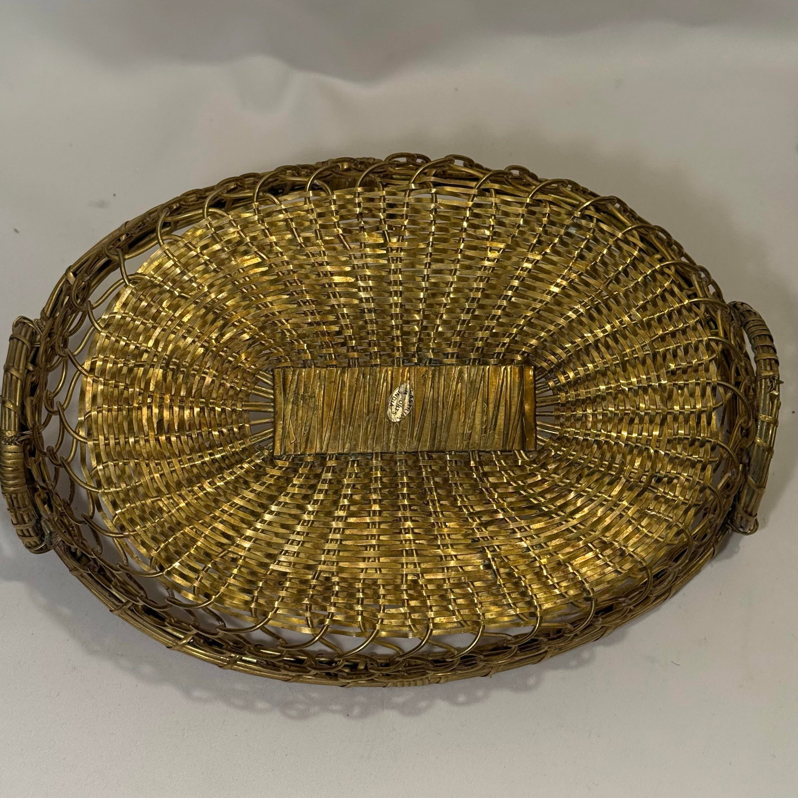 Vintage Castilian Imports Woven Brass Tabletop Baskets - Set of 2 - 7