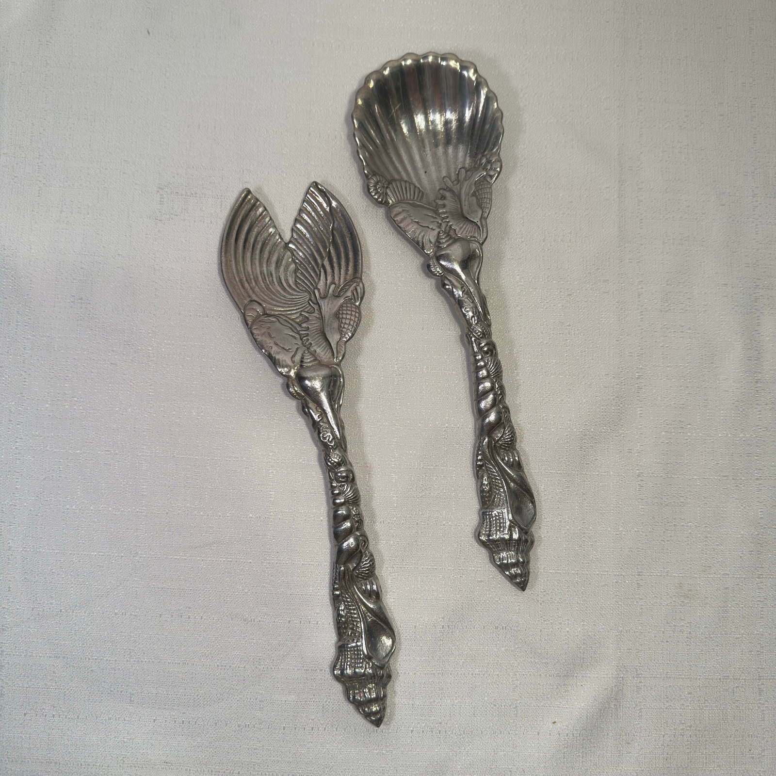 Vintage 1993 Arthur Court Marine Life Shell Salad Servers - Pair - 2