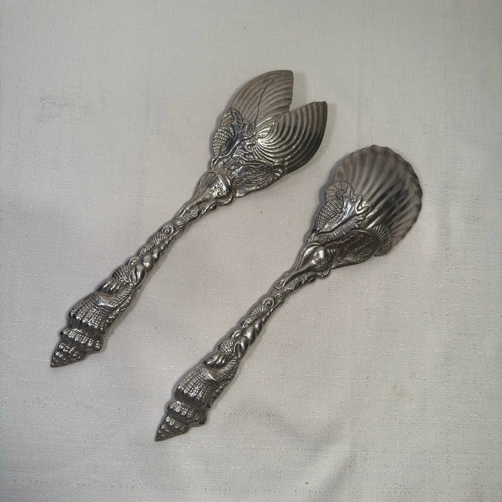Vintage 1993 Arthur Court Marine Life Shell Salad Servers - Pair - 3
