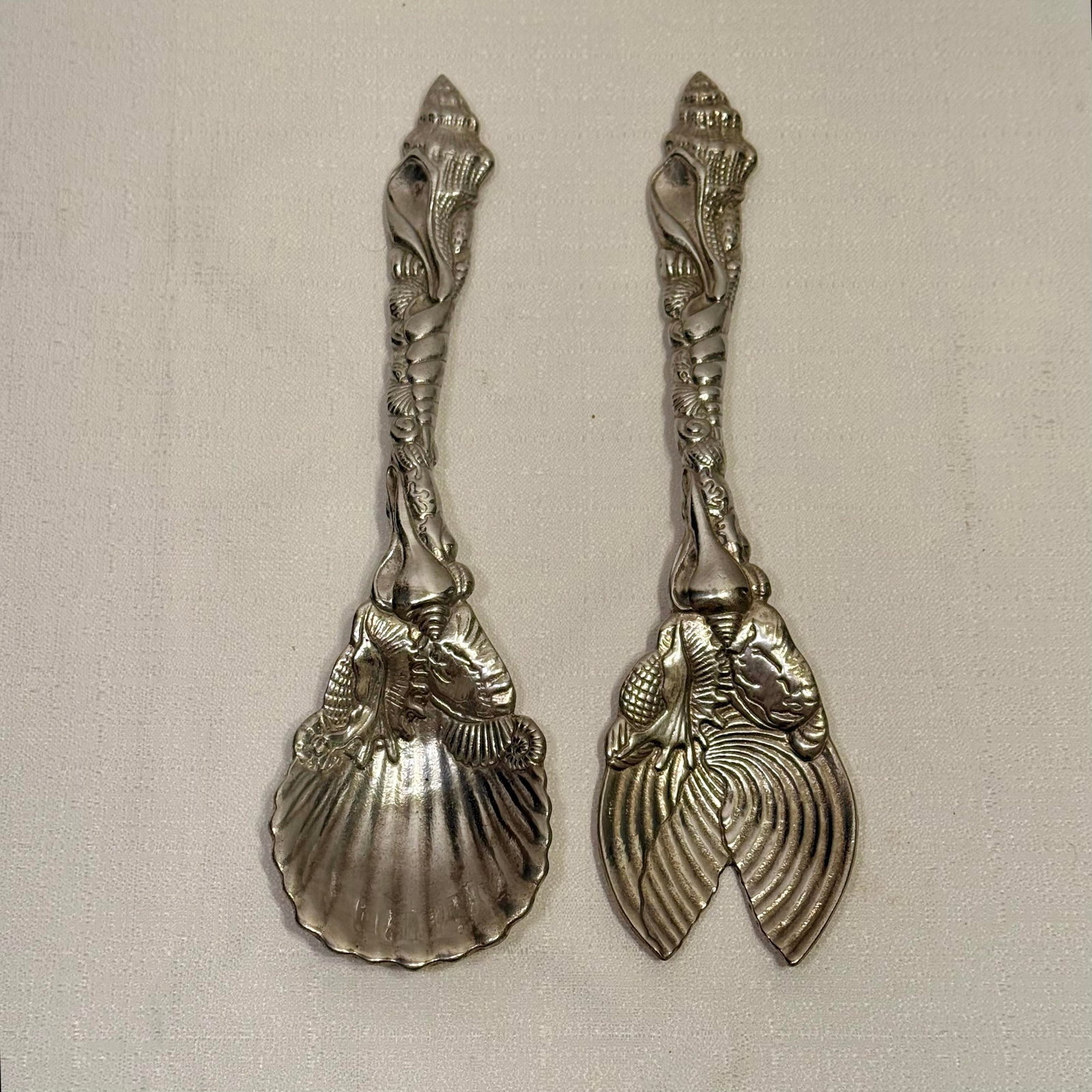 Vintage 1993 Arthur Court Marine Life Shell Salad Servers - Pair - 5