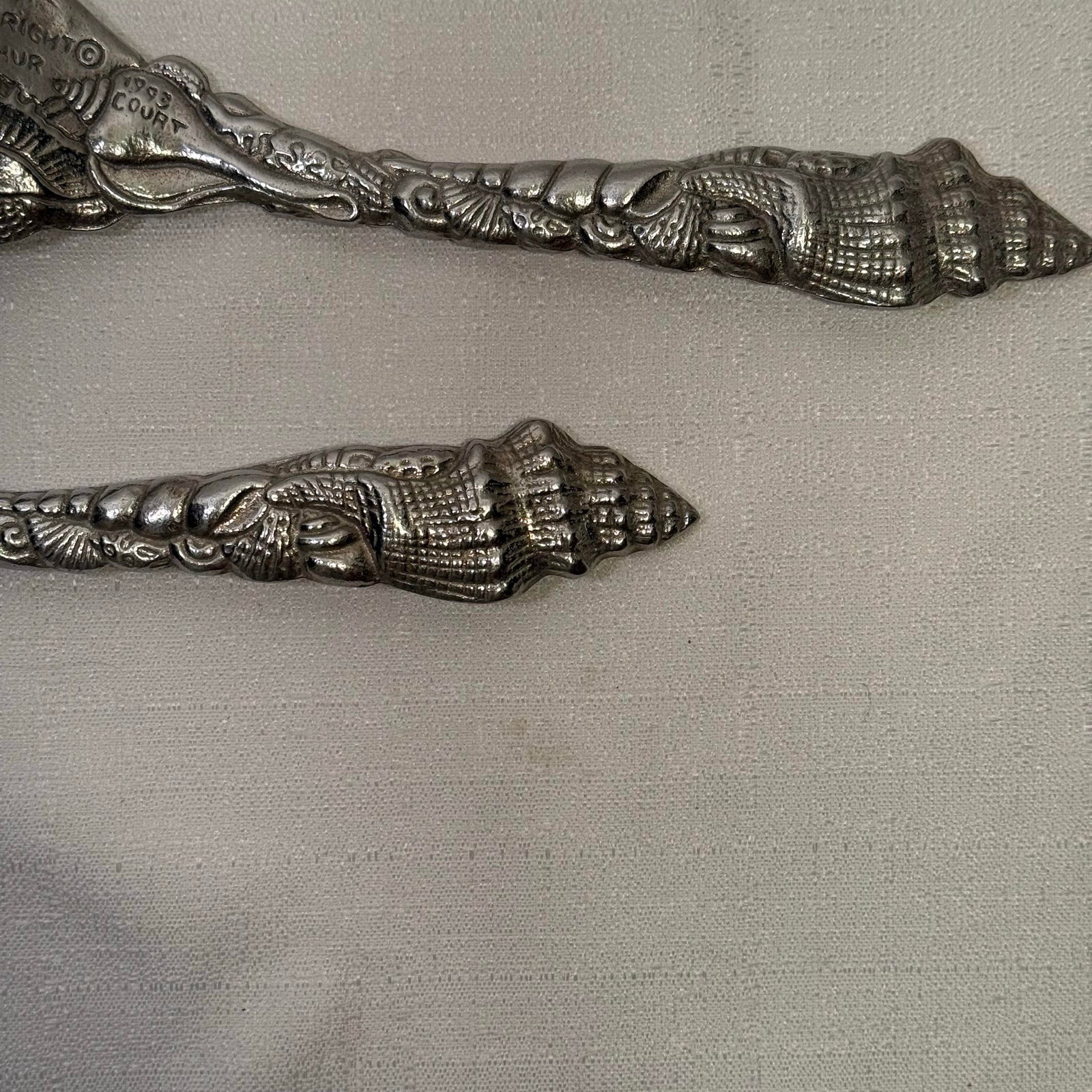 Vintage 1993 Arthur Court Marine Life Shell Salad Servers - Pair - 9