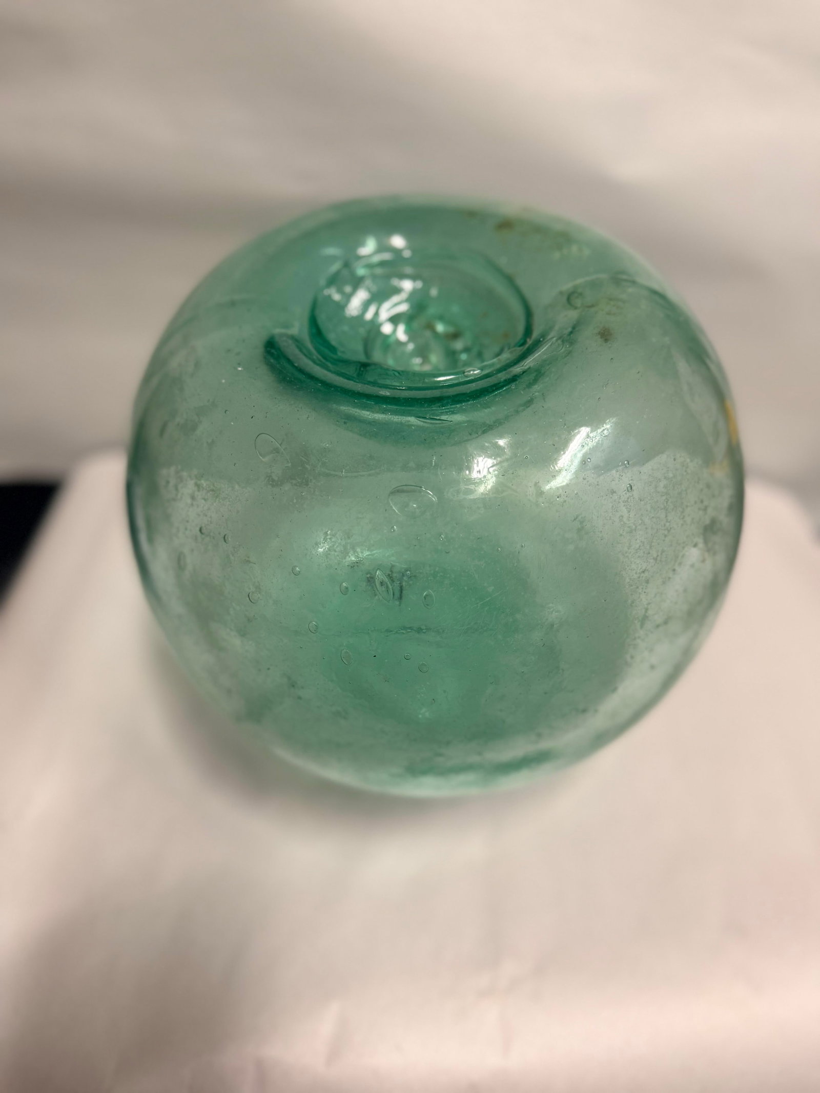 Large Japanese Antique Aqua Glass Fishing Float - 7