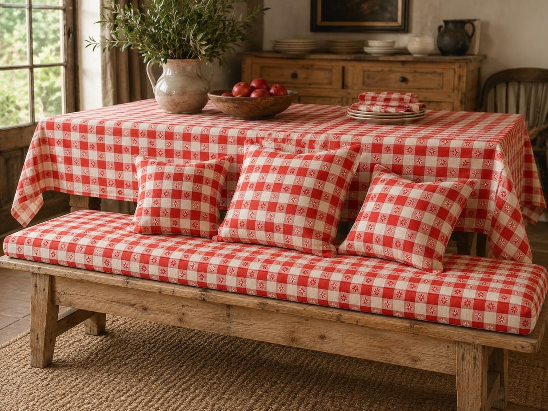 1960s Schwartz Leibman Red Checkerboard Fabric, 9.5 Yards - 2