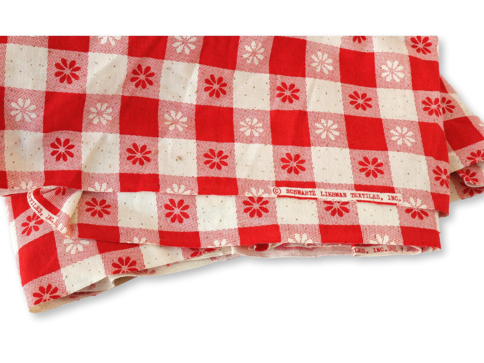 1960s Schwartz Leibman Red Checkerboard Fabric, 9.5 Yards - 4