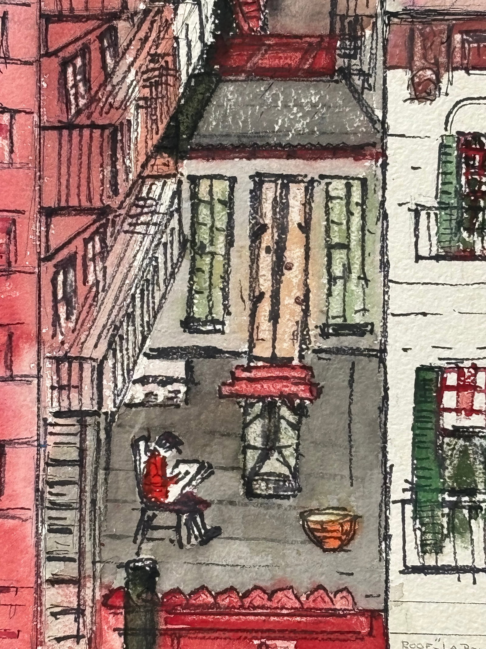 Mid 20th C. Original on Paper - Rooftop Artists - 51 St E. Craft Students League - 4