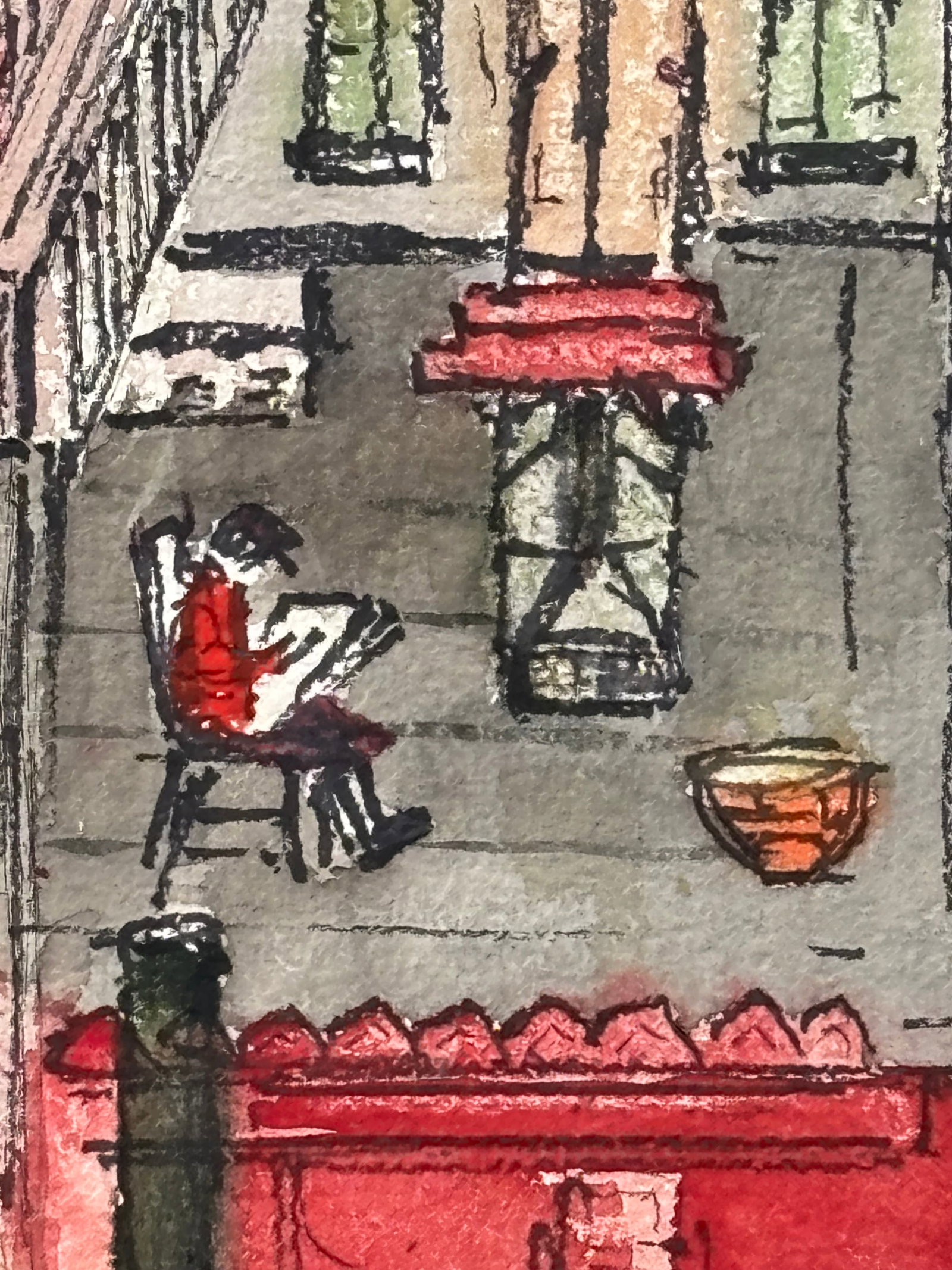 Mid 20th C. Original on Paper - Rooftop Artists - 51 St E. Craft Students League - 5