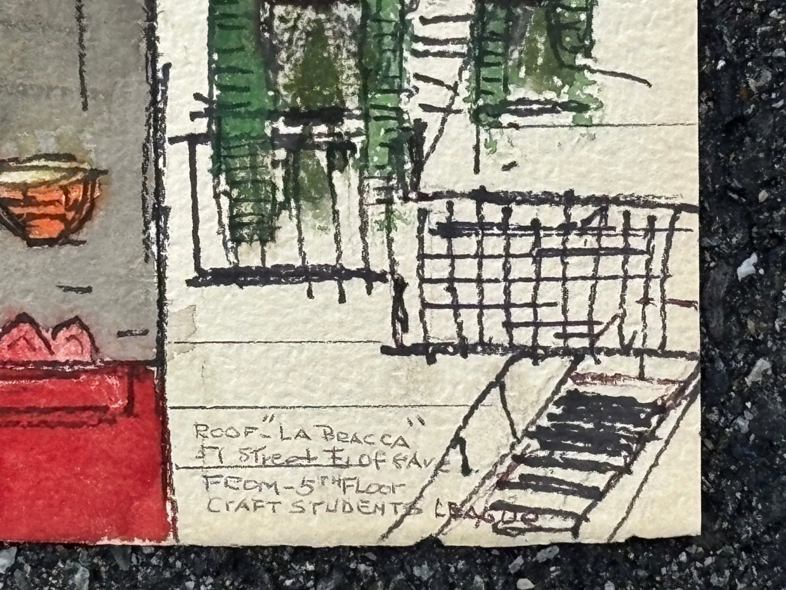 Mid 20th C. Original on Paper - Rooftop Artists - 51 St E. Craft Students League - 7