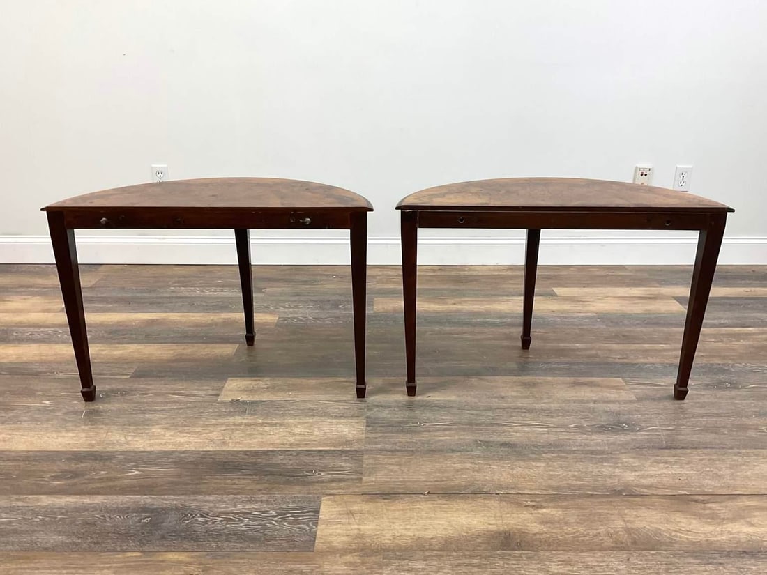 Antique George III Style Walnut Burl Demi-Lune Games Table - 2