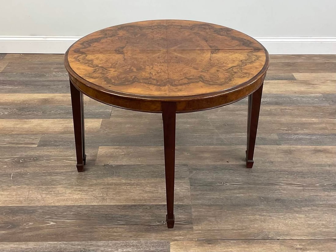 Antique George III Style Walnut Burl Demi-Lune Games Table - 3