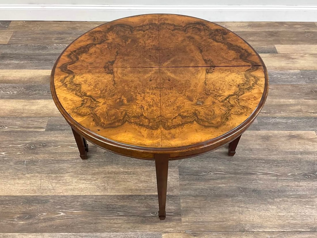 Antique George III Style Walnut Burl Demi-Lune Games Table - 5