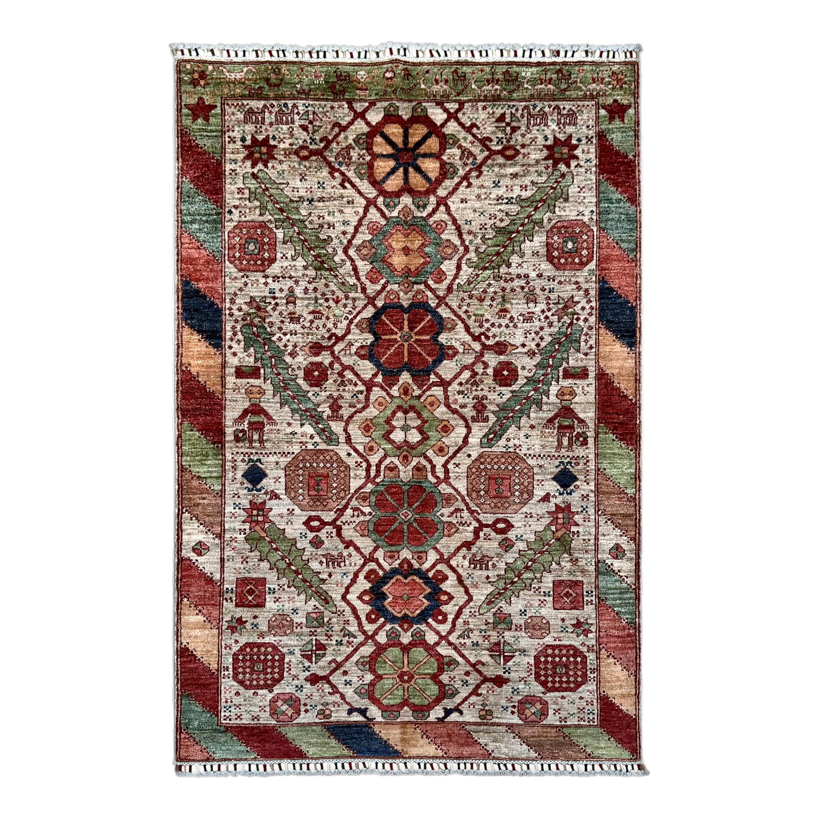 Ivory Mamluk Design Area Rug, 03'11 X 05'11 - 7