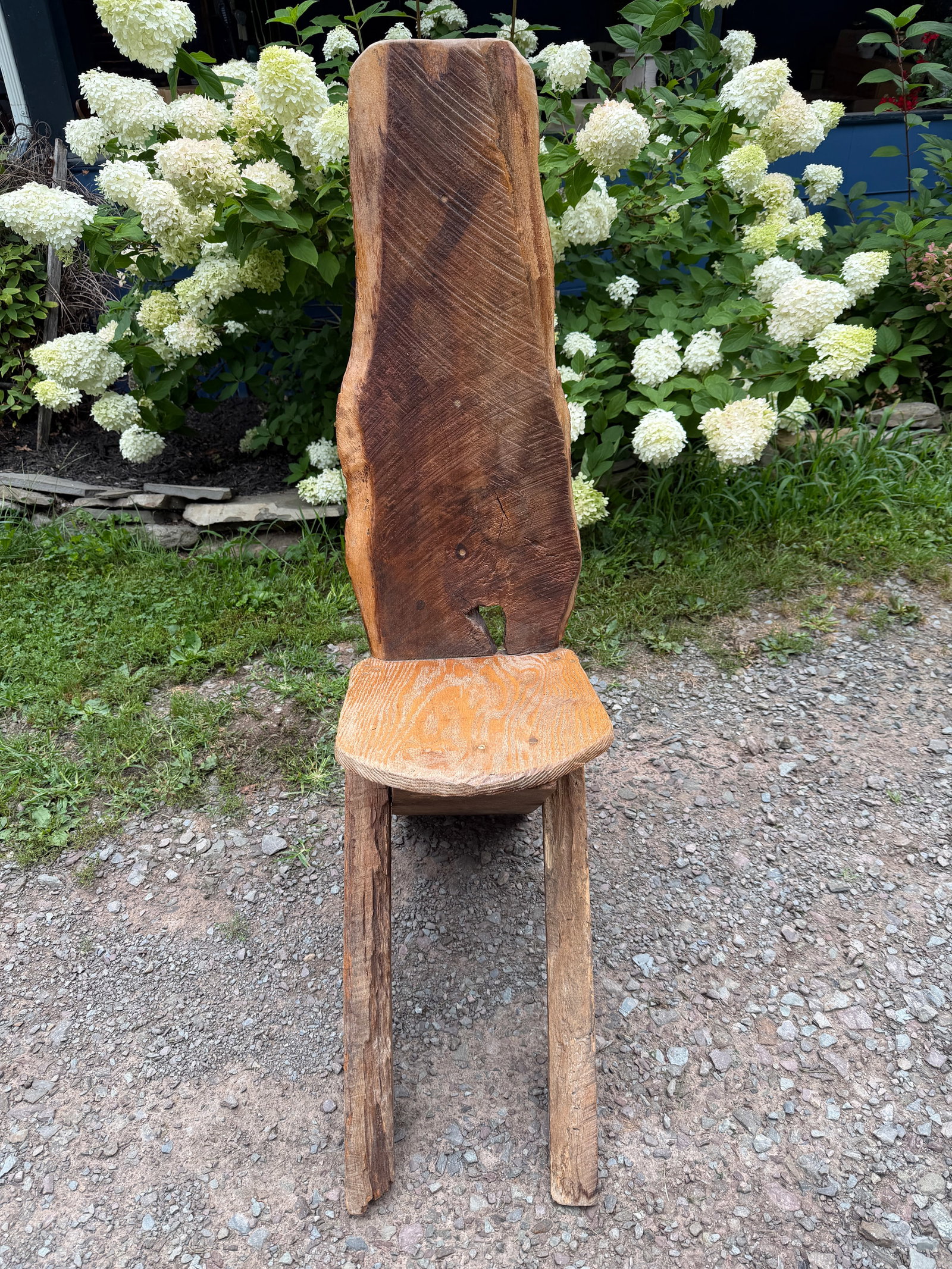 Vintage Primitive Live Edge Slab Stargazer Viking Chair (47x12) - 2