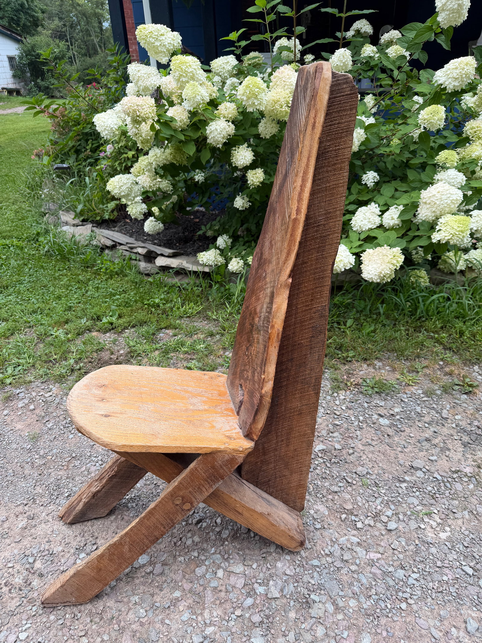 Vintage Primitive Live Edge Slab Stargazer Viking Chair (47x12) - 3