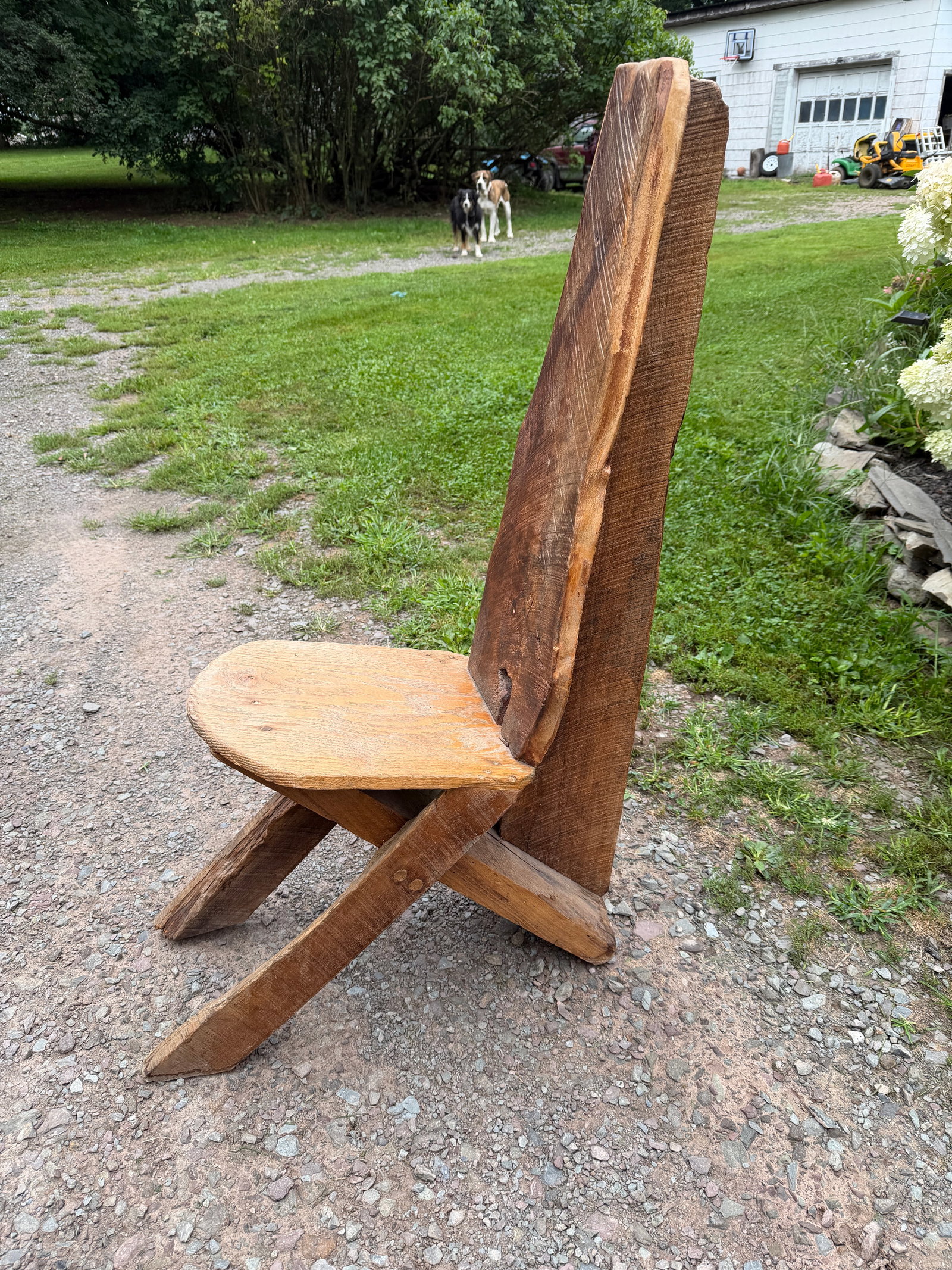 Vintage Primitive Live Edge Slab Stargazer Viking Chair (47x12) - 4