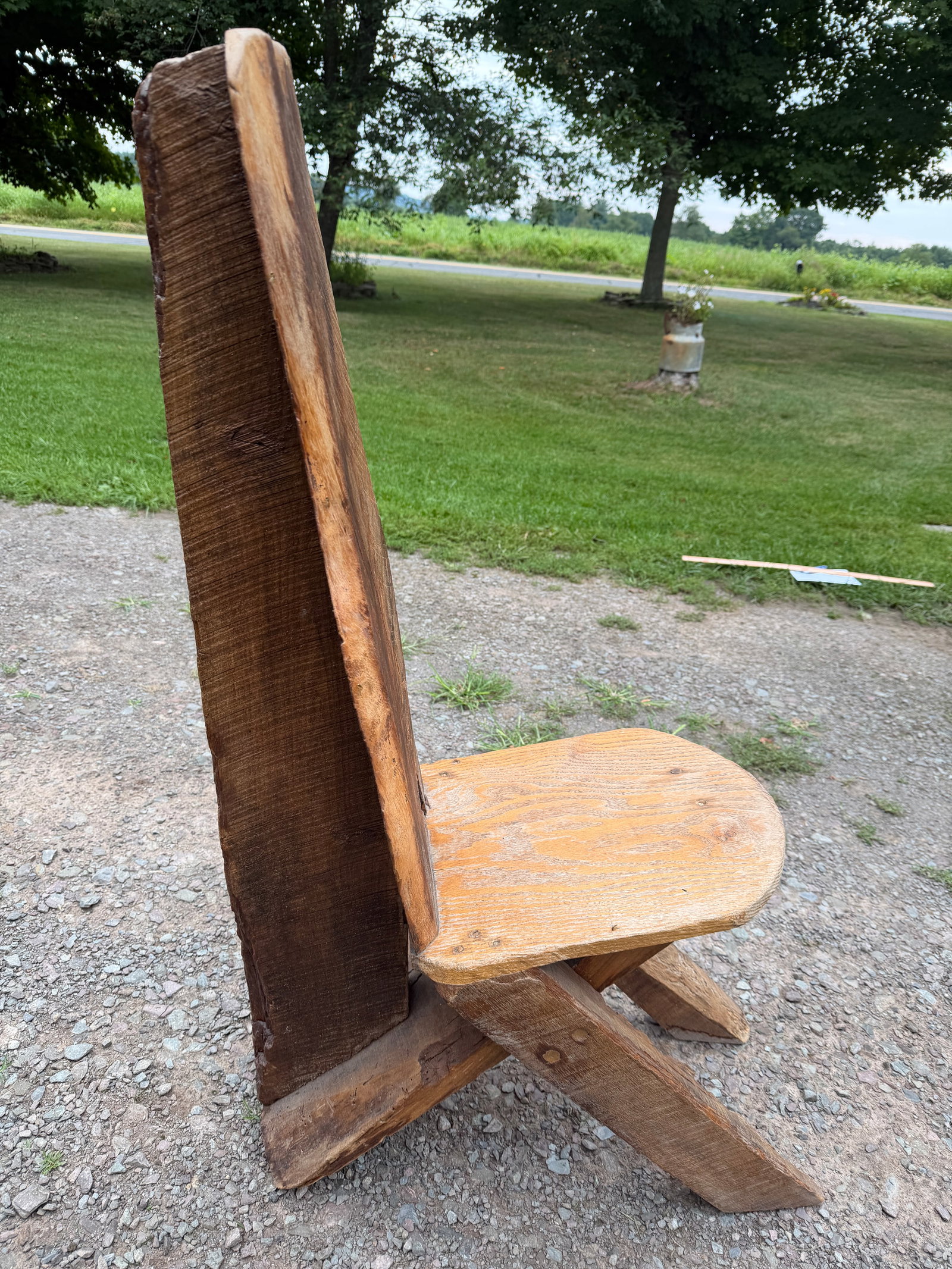 Vintage Primitive Live Edge Slab Stargazer Viking Chair (47x12) - 5