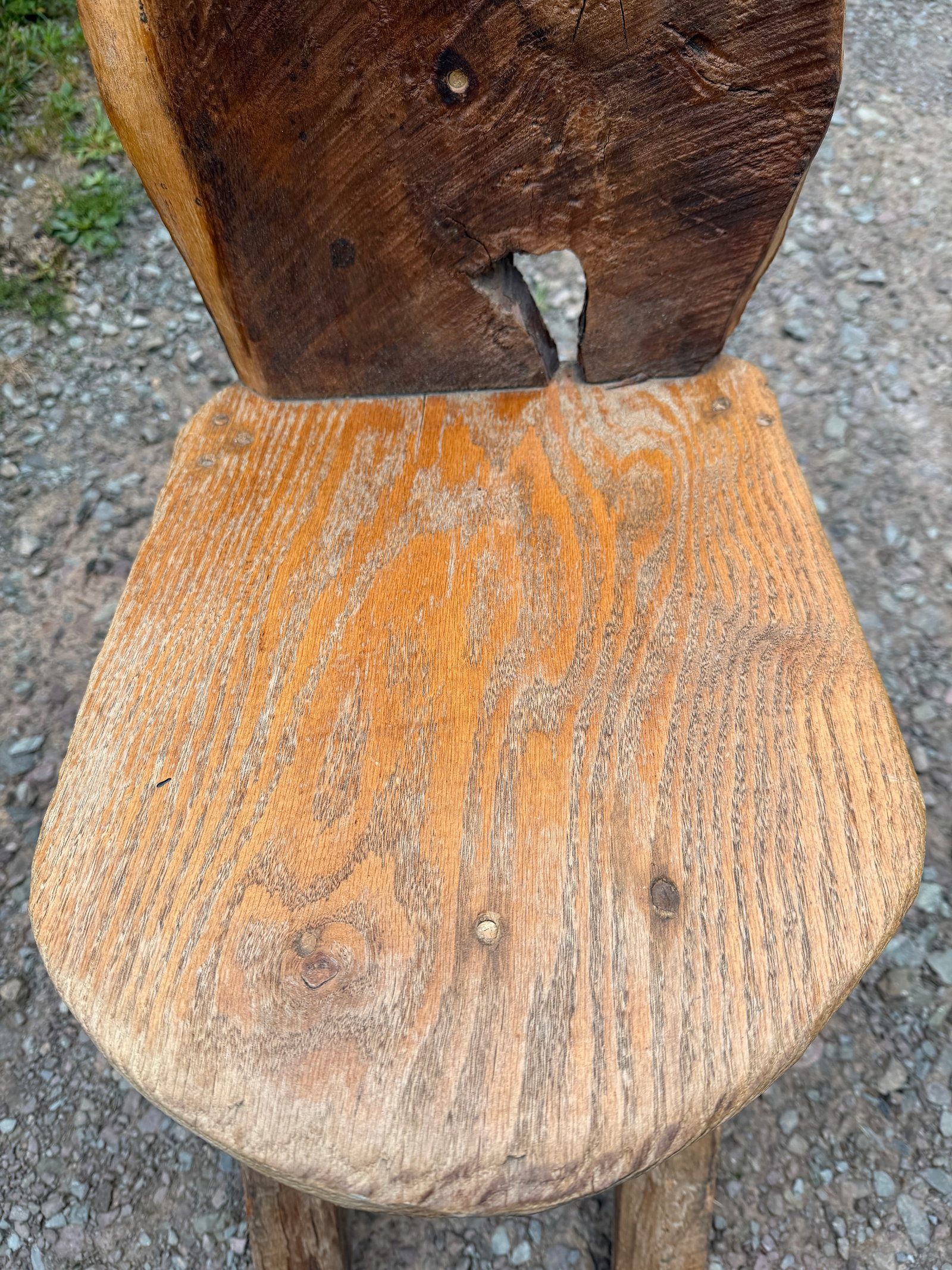 Vintage Primitive Live Edge Slab Stargazer Viking Chair (47x12) - 6