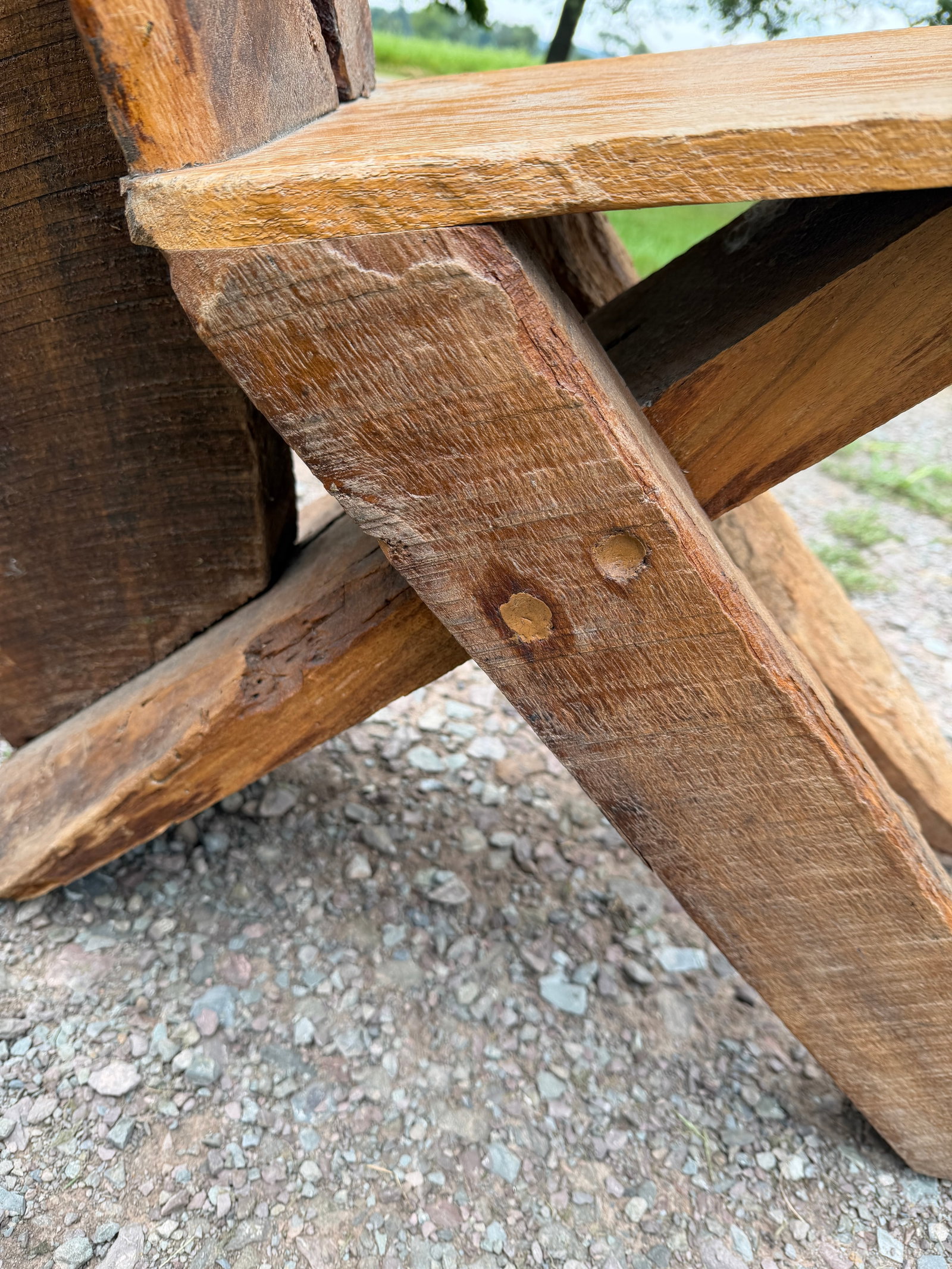 Vintage Primitive Live Edge Slab Stargazer Viking Chair (47x12) - 8