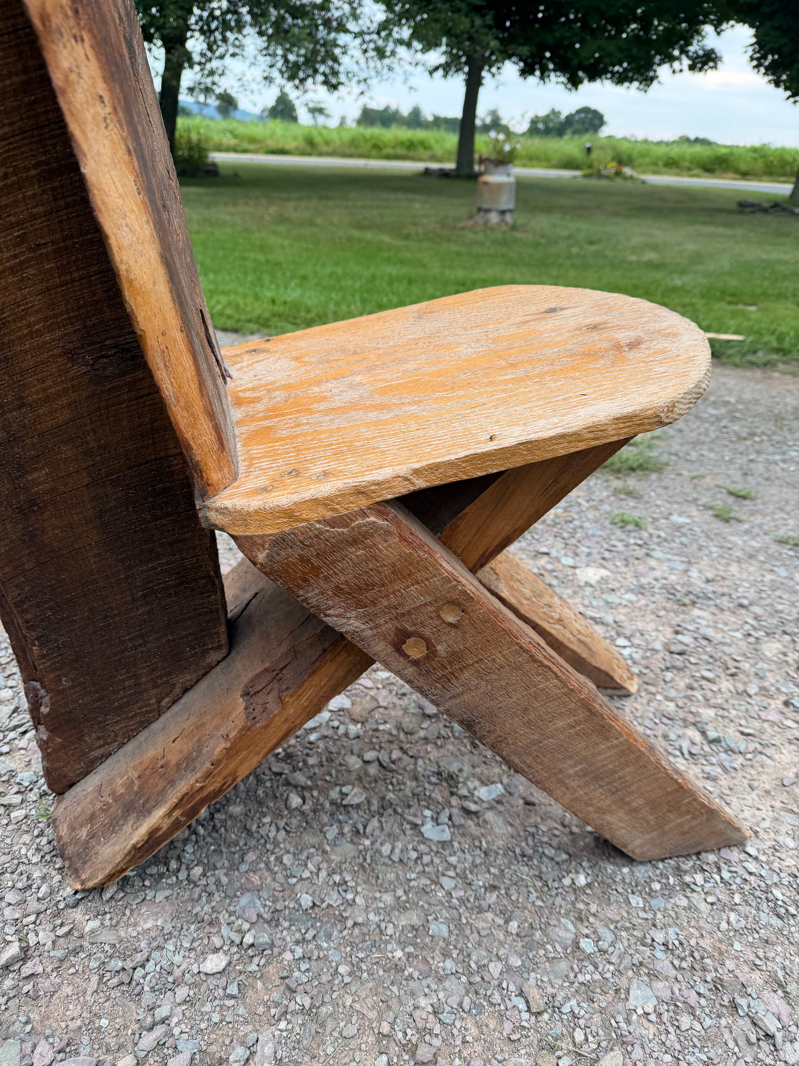Vintage Primitive Live Edge Slab Stargazer Viking Chair (47x12) - 9